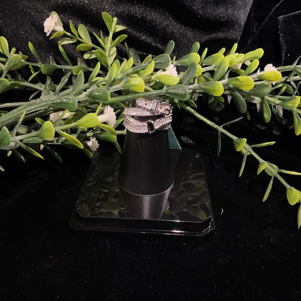 Unique Statement Piece Moissanite 925 Silver Belt Ring Sz 6